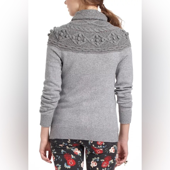 Anthro Sleeping on Snow Wool Blend Cable Knit Cowl Neck Cardigan Cardi Sweater - Picture 6 of 15